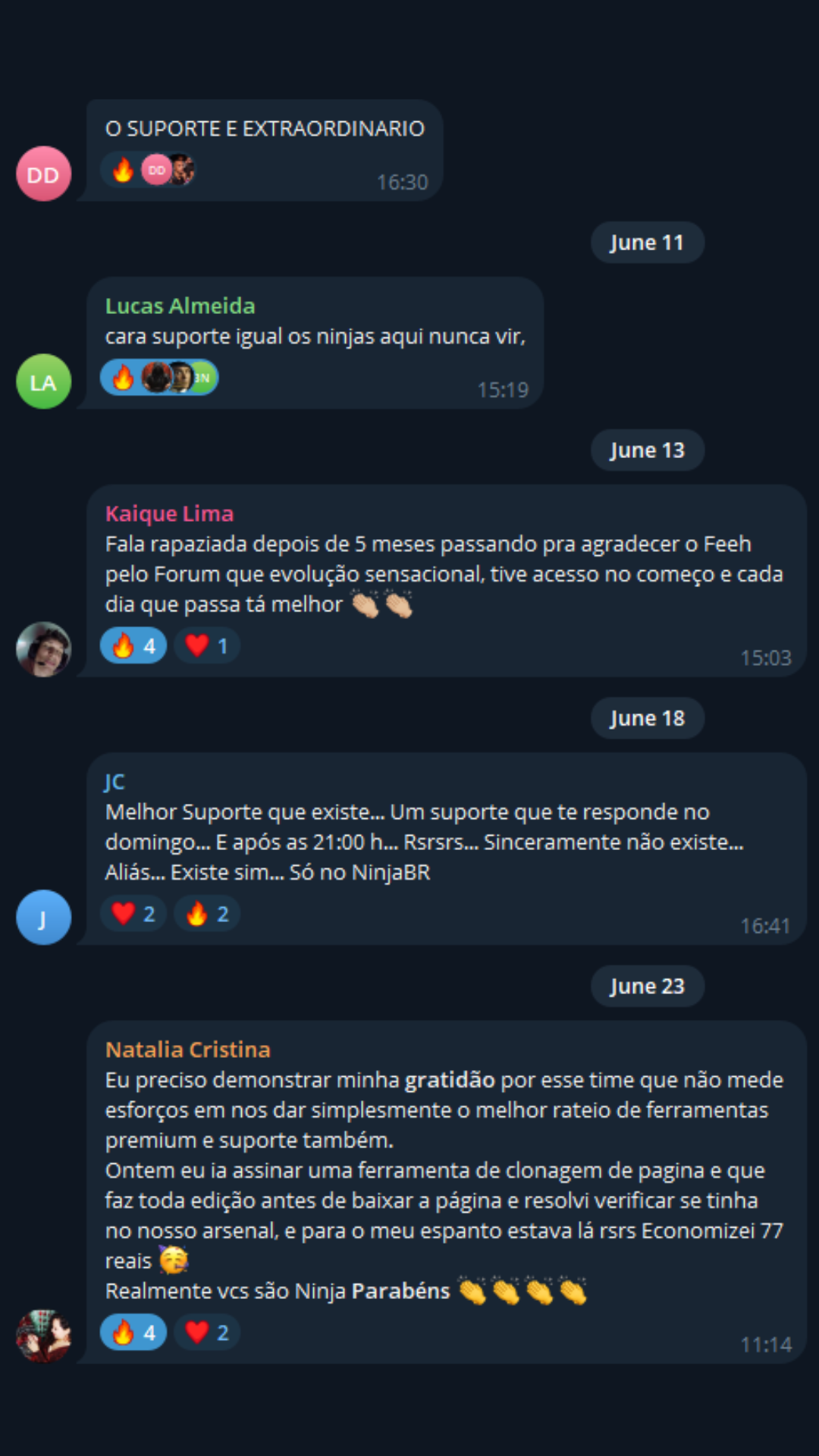 Depoimento de membro do NinjaBr