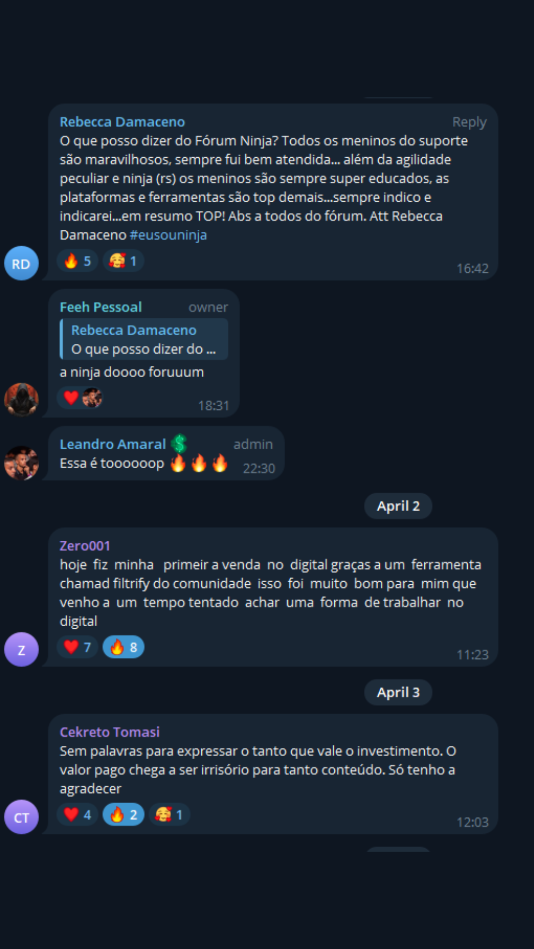 Depoimento de membro do NinjaBr